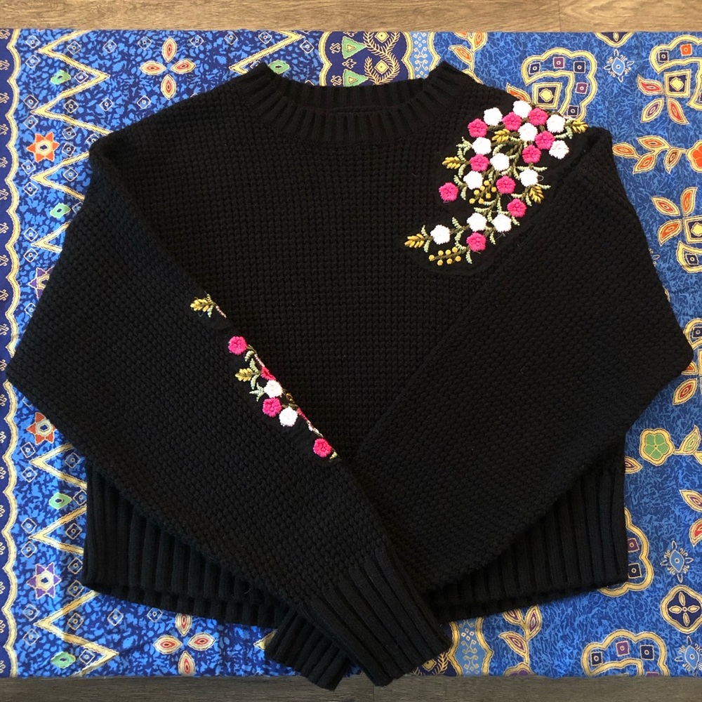 Topshop embroidered cropped sweater
